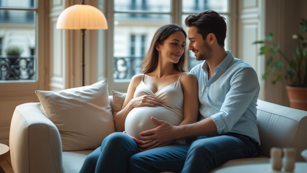 Couple attendant un bébé 